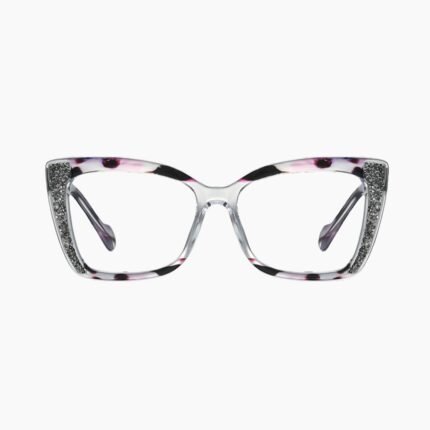 Women's retro TR90 cat-eye prescription glasses with blue light blocking technology, full-frame vintage design for eye protection.