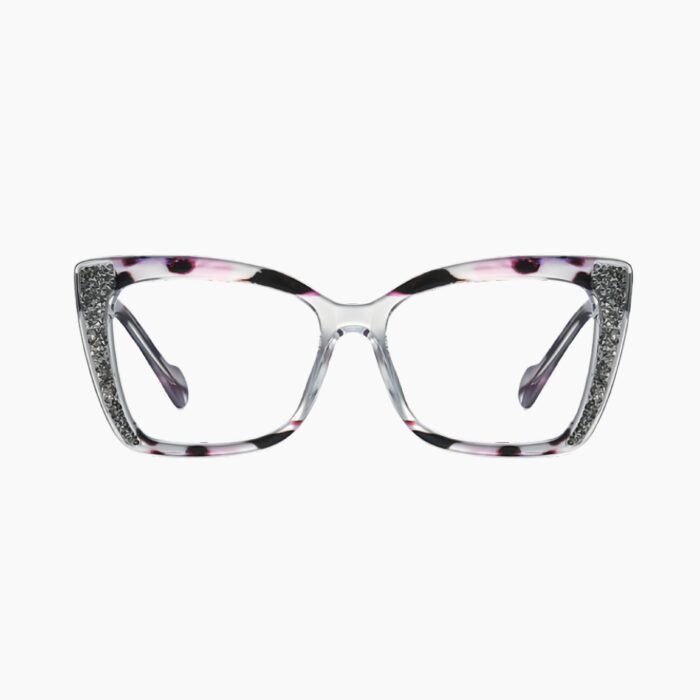 Women's retro TR90 cat-eye prescription glasses with blue light blocking technology, full-frame vintage design for eye protection.