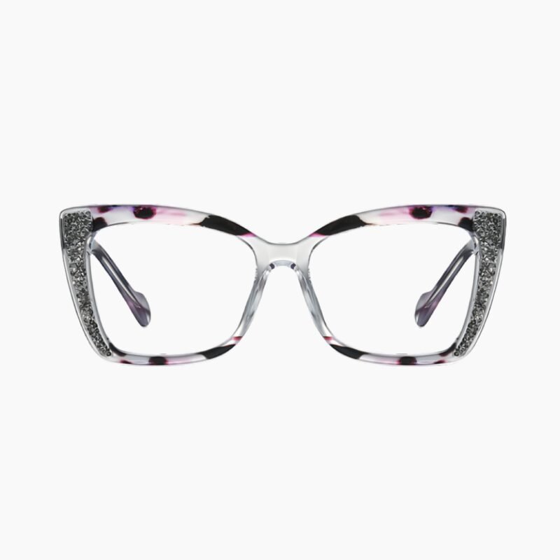 Women's retro TR90 cat-eye prescription glasses with blue light blocking technology, full-frame vintage design for eye protection.