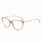 Trendy women's cat-eye glasses with TR90 frame, metal legs, and bow accent. Custom prescription lenses oval-shaped for professional and commuter style.