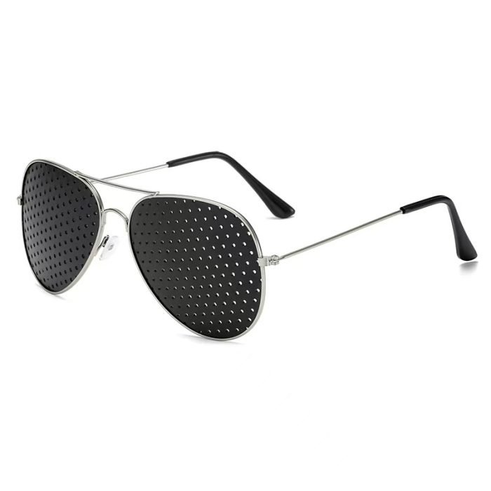 Porosity vision correction glasses silver oval