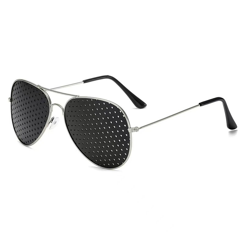 Porosity vision correction glasses silver oval