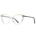 Women's cat eye frame collection, with elegant transparent frame design, showcasing the matching effect of fashion bloggers' office outfits, suitable for various places. Prescription support customization