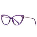 New women's cat eye frame with transparent purple frame - elegant square and round face decoration, suitable for commuting in the workplace, paired with suits and casual wear, fashionable blogger style