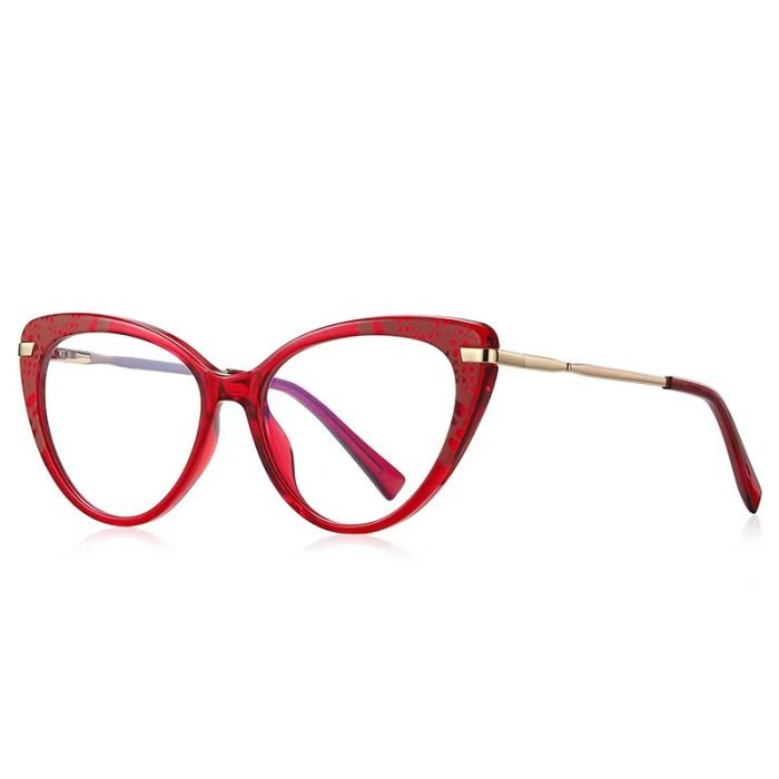 Retro cat eye frame suitable for nearsighted women, red frame - supports online customization, and is a face shaping frame that combines workplace commuting and daily fashion.