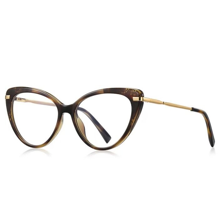 Vintage women's cat eye glasses with tortoiseshell frame design - embellishing round and square faces, suitable for office commuting and daily wear. The fashionable optical frame has an elegant wearing effect and supports customization