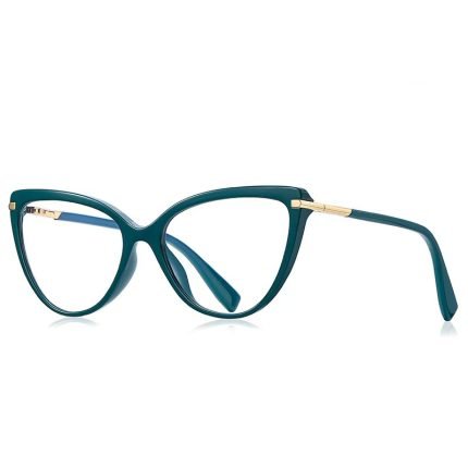 Women's cat eye frame collection, with elegant blue frame design, showcasing the matching effect of fashion blogger's office dressing style, suitable for various places. Prescription support customization