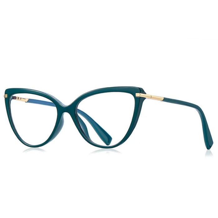Women's cat eye frame collection, with elegant blue frame design, showcasing the matching effect of fashion blogger's office dressing style, suitable for various places. Prescription support customization