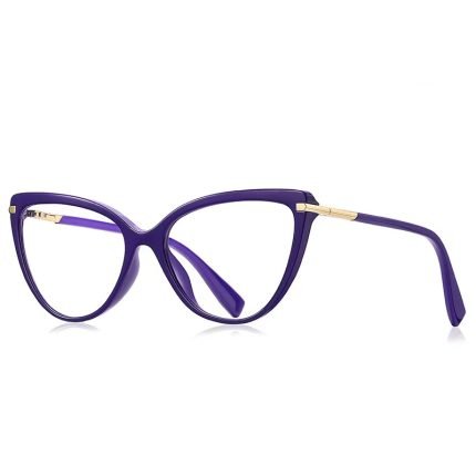Anti blue light cat eye reading glasses - stylish purple frame, using clear lens technology to reduce digital eye fatigue caused by computer and mobile phone use