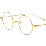Gift full of love: Golden round titanium frame, customized lightweight lenses for work commuting and daily life, UV protection for blue light blocking film.