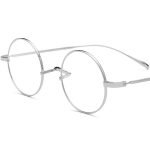 Circular silver frame, lightweight titanium frame for stress free wearing, suitable for prescription customization, suitable for reading and travel reading glasses for middle-aged and elderly people.