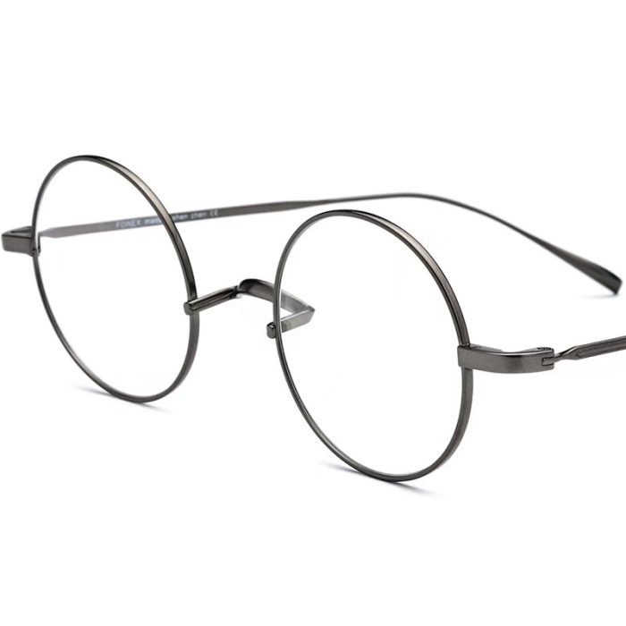 Universal black round frame, titanium material, customized prescription for heavy screen blue light protective lenses, suitable for any place.