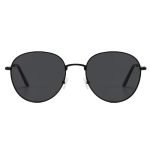 Ultra light black framed circular sunglasses with a metal frame suitable for women weighing only 16 ounces - comfortable nose pads for all day comfort on the beach or while driving.