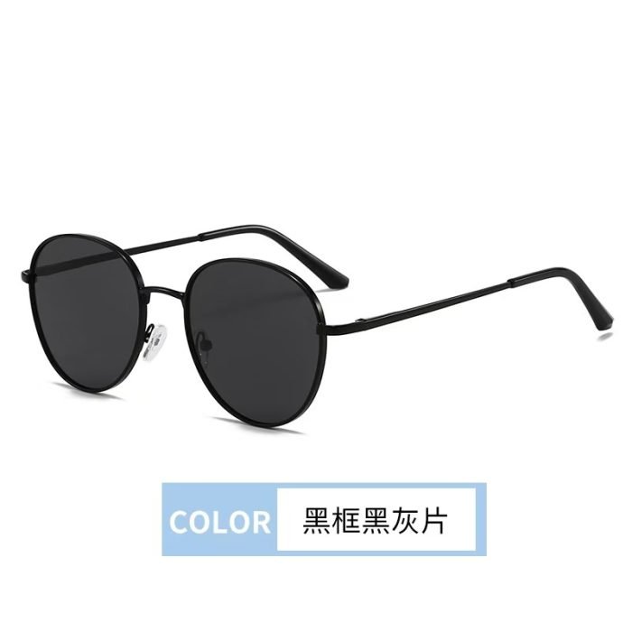 Viral TikTok round sunglasses 20245- Black retro frames with subtle metal accents. Seen on fashion influencers for summer music festiv als and street style.