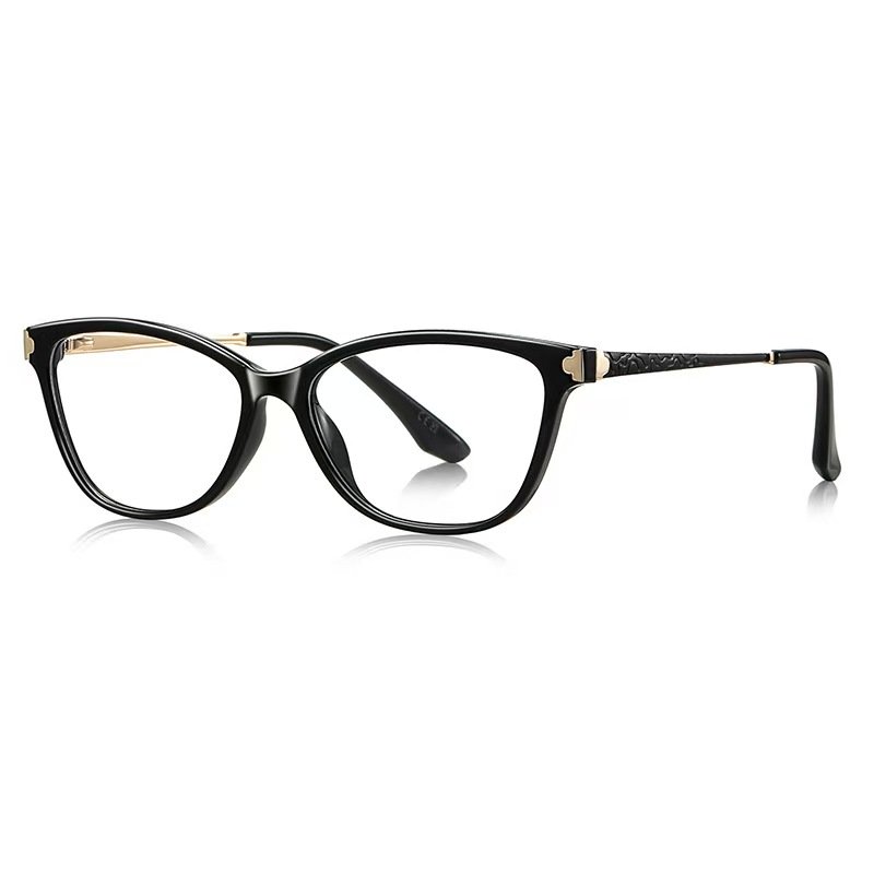 Retro cat eye frame suitable for nearsighted women - black frame - supports online customization, a face shaping frame that combines workplace commuting and daily fashion.