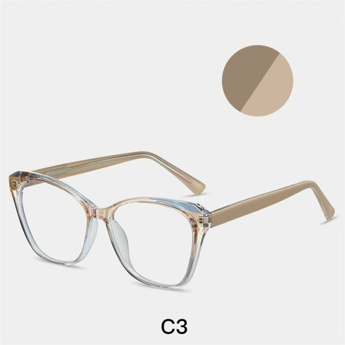 TikTok viral champagne-colored cat eye frames 2024- Retro noble style, perfect for fashion influencers, bloggers, and creators heavy screen style.