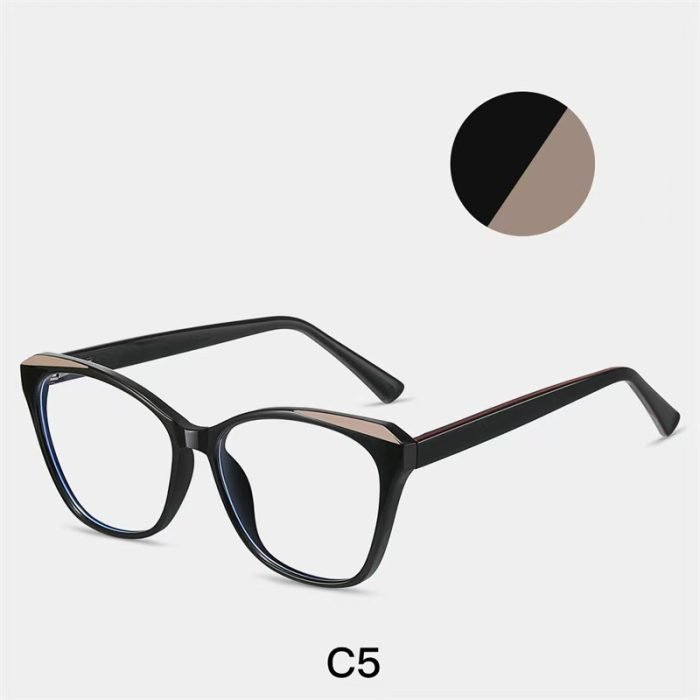 Cat eye glasses for narrow face black-with custom prescription lenses, comfortable nose bridge, for perfect personalized fit and all-day comfort