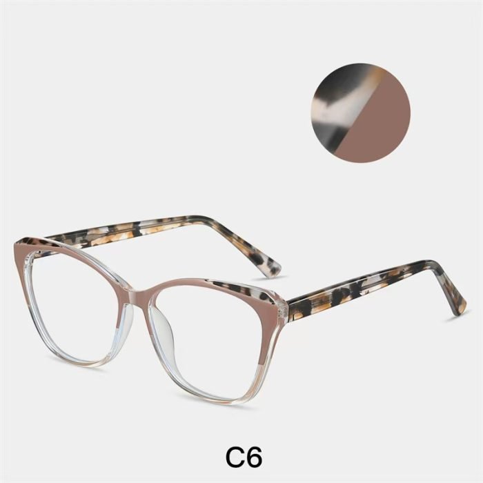 Cat eye glasses frames khaki color - made of TR90 lightweight and outstanding, suitable for daily banquet, rest occasions and internet celebrity gatherings and other