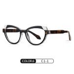 Black framed women's sunglasses with UV protection, elegant and trendy tortoiseshell leg design, TR90 board, lightweight design, suitable for daily wear