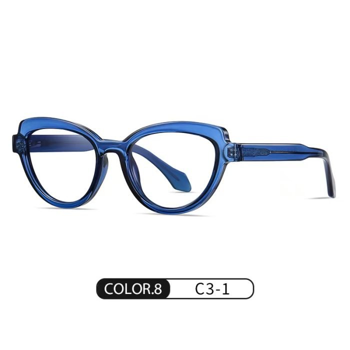 Bright blue framed women's sunglasses with UV resistant blue leg design, transparent sheet can be worn by both men and women in daily life. ， TR90 board
