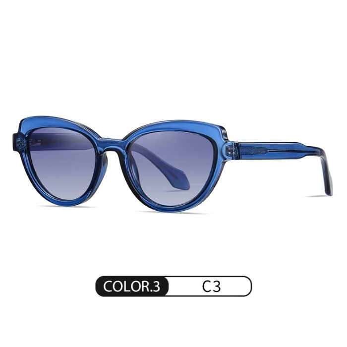 Women's sunglasses with blue leg and blue frame design, light gray TR90 board, lightweight and durable