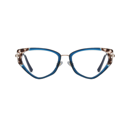Retro cat eye frame suitable for nearsighted women - gold and blue frame - supports online customization, a face shaping frame that combines workplace commuting and daily fashion.