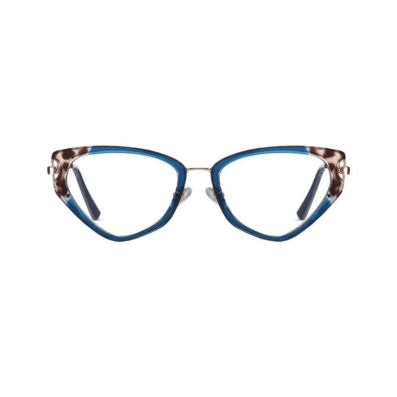 Retro cat eye frame suitable for nearsighted women - gold and blue frame - supports online customization, a face shaping frame that combines workplace commuting and daily fashion.