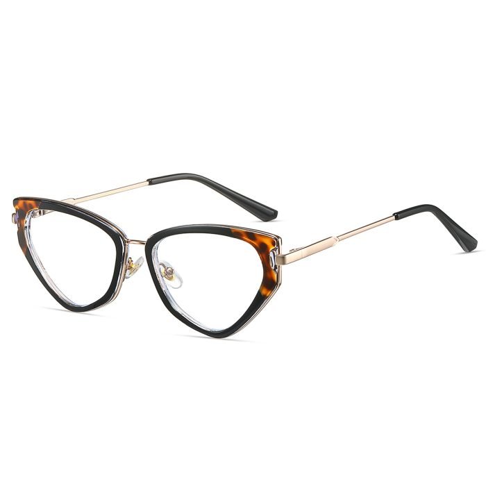 The most popular women's cat eye frame is black, with lightweight metal legs and support for prescription customization.