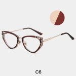 The 2025 Spring Cat Eye Glasses Series features a soft brown color and bold hues. Women's fashionable mirror frame, suitable for seasonal updates.