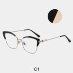 Ladies' Black Cat Eye Frame - Metal Leg Design, Luxurious Gloss Treatment, Suitable for Parties, Concerts, Internet Celebrity Live Special Occasions.