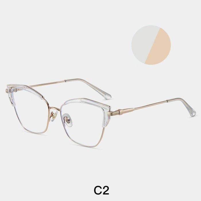 The women's cat eye frame adopts a transparent frame metal leg design, creating a simple style and versatility for daily wear.