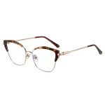 Leopard patterned eyeglass frame with simple metal leg design. European and American trend bestseller, retro and elegant, suitable for women's workplace and daily wear, supports prescription customization.