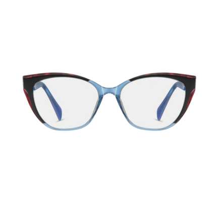 New women's cat eye frame blue frame retro style - elegant square and round face decoration, paired with suit and casual wear, fashionable blogger's same style