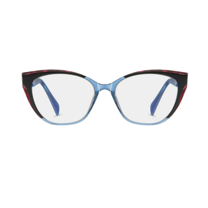 New women's cat eye frame blue frame retro style - elegant square and round face decoration, paired with suit and casual wear, fashionable blogger's same style