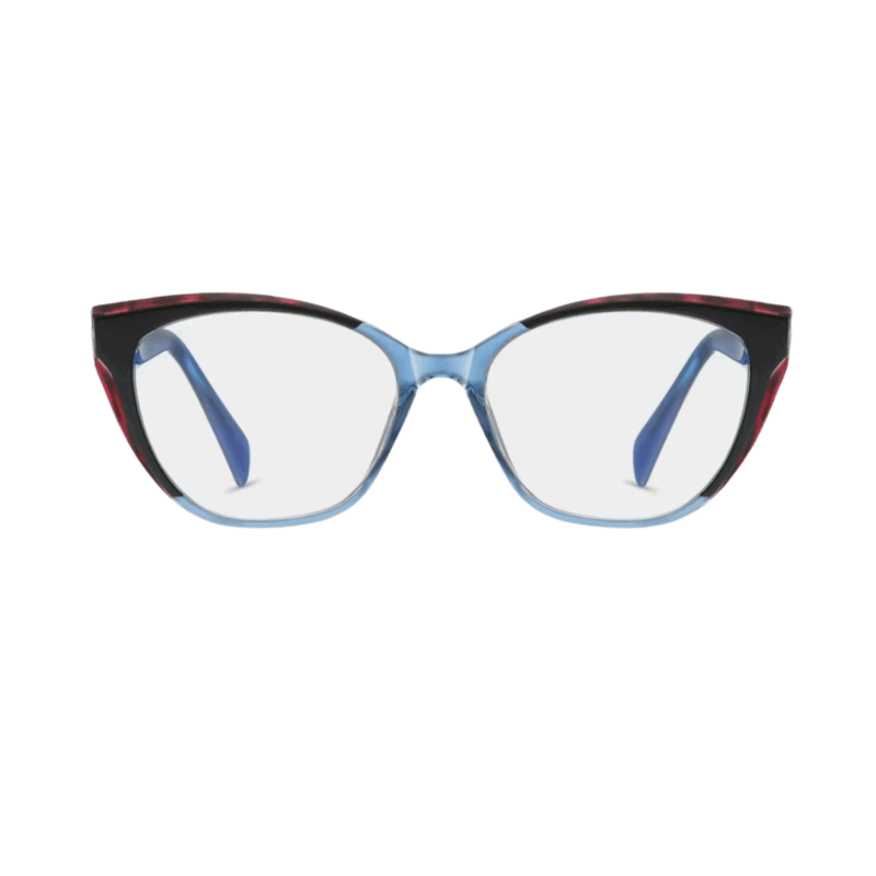 New women's cat eye frame blue frame retro style - elegant square and round face decoration, paired with suit and casual wear, fashionable blogger's same style