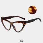 Ladies' cat eye frame wearing effect picture, leopard print frame retro fashion optical frame, suitable for round face square face decoration face shape accessories.