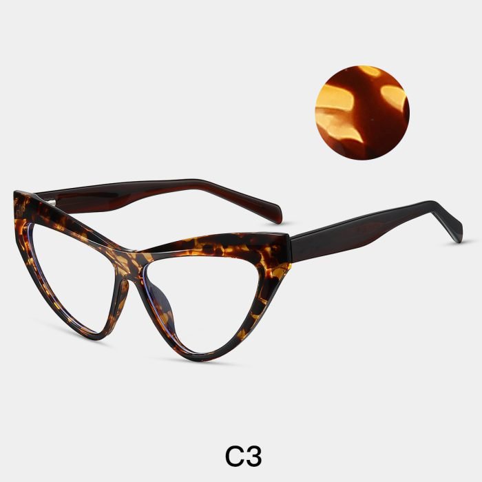 Ladies' cat eye frame wearing effect picture, leopard print frame retro fashion optical frame, suitable for round face square face decoration face shape accessories.