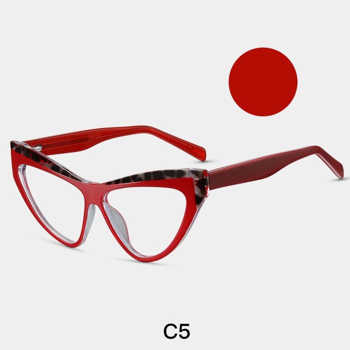 New Women's Cat Eye Frame Red Frame Retro Style - Elegant Square Face Round Face Decoration, Paired with Suit and Casual Wear Fashion Blogger Same Style