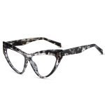Retro women's cat eye glasses with gray leopard print frame design - embellishing round and square faces, suitable for fashionable optical frame wearing in workplace commuting and daily wear