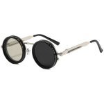 Men's retro pilot sunglasses, black framed silver legs, 9-level adjustable color tone. Polarized lenses with UV protection - classic appearance and modern technology.