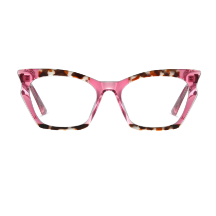 Ladies' cat eye frame, with a bright pink square design, showcases the matching effect of fashion bloggers' office outfits.