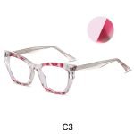 Ladies' cat eye frame collection, light pink leopard print frame design, showcasing the matching effect of fashion bloggers' office outfits, suitable for various places.