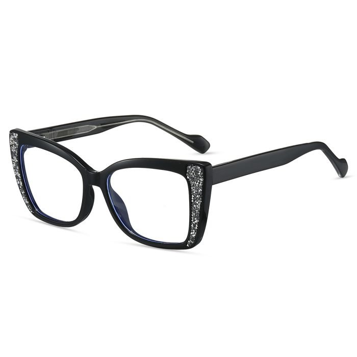Ladies' cat eye frame collection, black frame patch design, showcasing the matching effect of fashion bloggers' office outfits, suitable for various places.