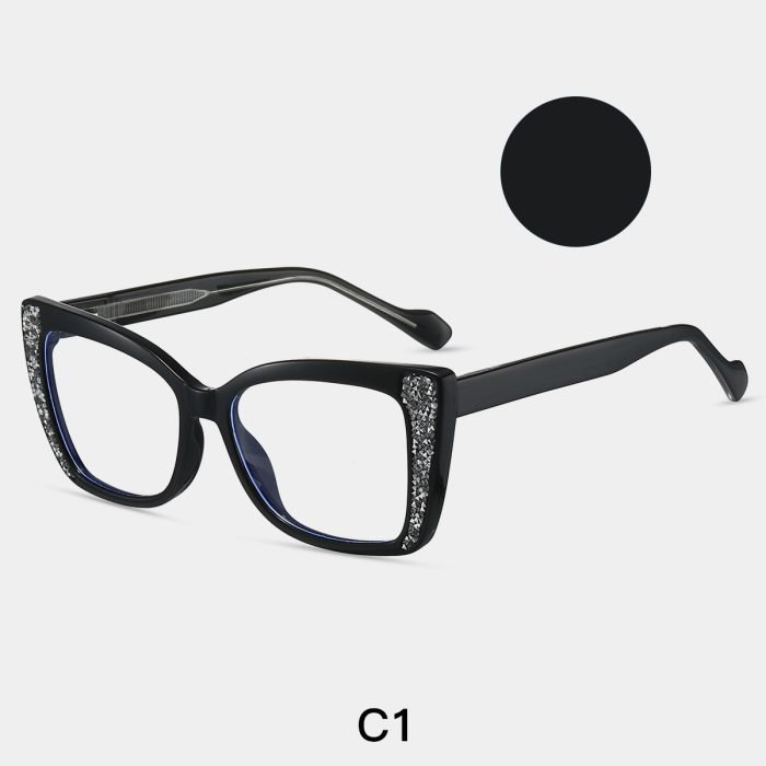 Ladies' cat eye frame collection, black frame patch design, showcasing the matching effect of fashion bloggers' office outfits, suitable for various places.