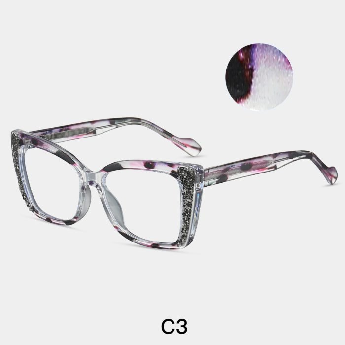A collection of women's cat eye frames with tortoiseshell frame patch design, showcasing the matching effect of fashion bloggers' office outfits, suitable for various places.
