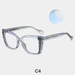 Ladies' cat eye frame collection, with transparent blue frame patch design, showcasing the matching effect of fashion bloggers' office outfits, suitable for various places.