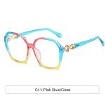 Polygonal sunglasses with blue legs, women's summer UV400 protection. Beautiful color, suitable for outdoor use, travel or gatherings.