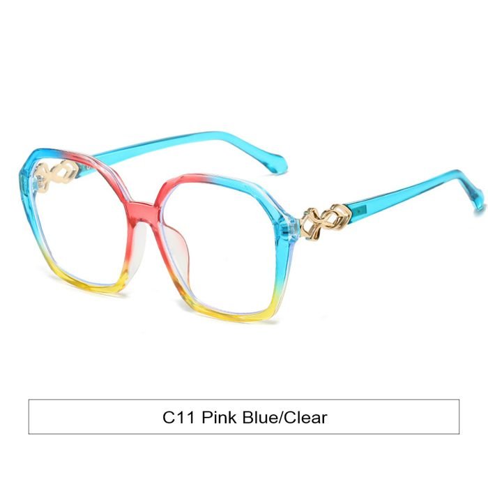 Polygonal sunglasses with blue legs, women's summer UV400 protection. Beautiful color, suitable for outdoor use, travel or gatherings.