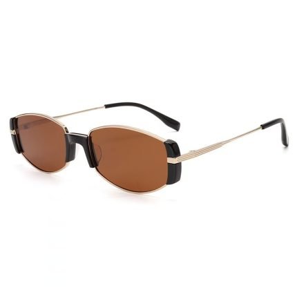 Oval sunglasses with futuristic simplicity - Uv400 protection. Very suitable for women's outdoor walks, training, and active lifestyle, the gold frame has a fashionable and elegant feel.
