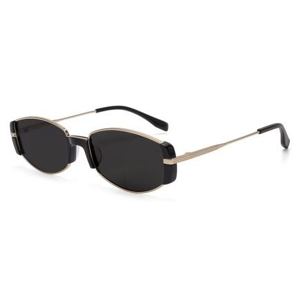 Women's sunglasses with gold frame and gray film, anti UV400 function. Metal legs are lightweight and durable, suitable for travel, leisure, and daily wear, and are a popular trend in 2025.